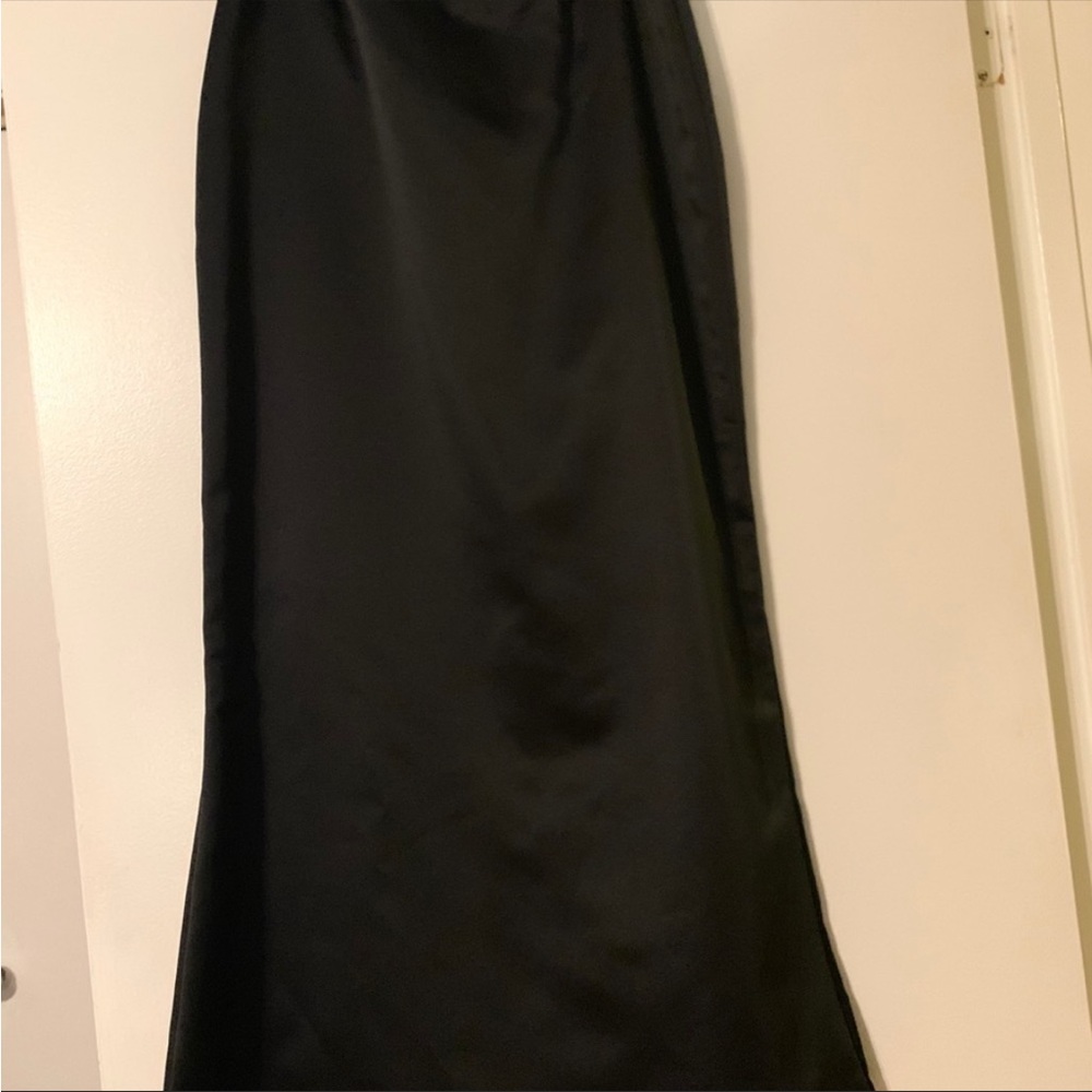 Full-Length 2 Piece Strapless Black Satin Dress - Picture 3 of 6